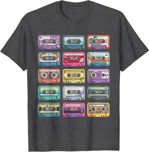 Vista 43 de Vintage Cassette Tapes Collection 80's 90's Music Mixtape T-Shirt Asphalt Grey