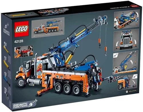 Vista 3 de Lego 42128 Technic - Camión de remolque resistente con grúa de juguete para niños y niñas con funciones mecánicas, juego de construcción de modelos