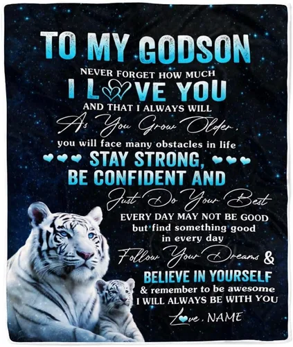 Vista 26 de Manta personalizada con texto en inglés «To My Godson», de Godmother Godmother Wolf Moon, My Love for You is Forever Godson Birthday Christmas