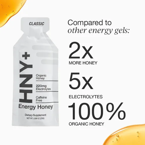 Vista 4 de HNY+ Gel energético de miel orgánica con electrolitos, magnesio, sal marina y potasio, sin gluten y vegano, geles de entrenamiento, para gimnasio