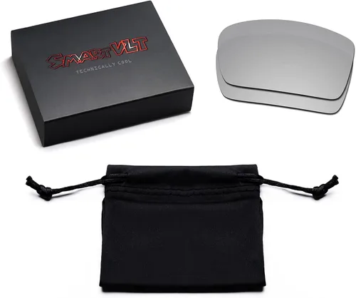 Vista 7 de SmartVLT Juego de 5 lentes de repuesto para Oakley Holbrook OO9102 Sunglass Combo Pack S01, Stealth Negro y fuego Rojo y azul hielo y plata Titanio