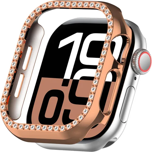 Vista 10 de Miimall Funda protectora de diamantes de imitación para mujer, compatible con Apple Watch 11/10 de 1.654 in, protector de marco de policarbonato