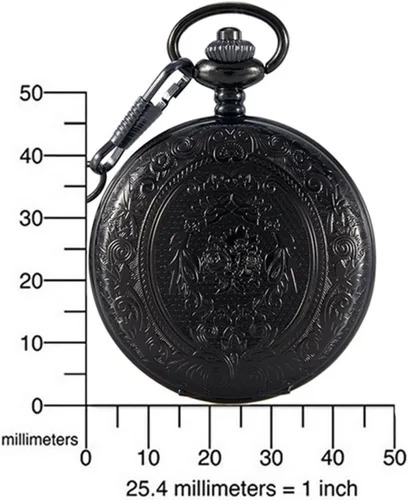 Vista 7 de Large Decorative Flower Pattern White Roman Numeral Scale Quartz Pocket Watches for Men with Chain