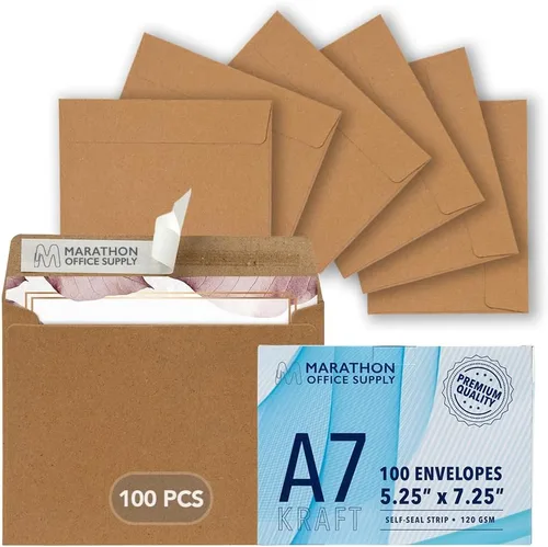 Vista 14 de MOS — Sobres de Papel Kraft A1 de 3.6 x 5.1 Pulgadas, Paquete de 100 — Sobres de Invitación Autoadhesivos Marrones de Peso Pesado para RSVP