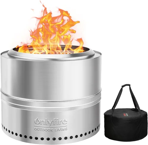Vista 13 de Fogata de leña con bolsa de transporte, hoguera portátil desmontable de 19.5" para camping, tailgating, patio, patio trasero, chimenea perforada sin