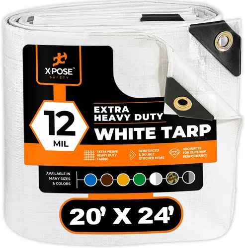 Vista 35 de Xpose Safety Lona protectora de polietileno plateado resistente de 5 x 7 pies - Funda protectora multiusos - Duradera, resistente al agua