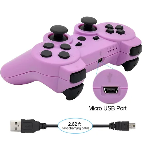 Vista 14 de Ceozon PS3 Controller Wireless 2 Pack Gamepad Compatible for PS3 Remote Joystick with Charging Cables Black and Black