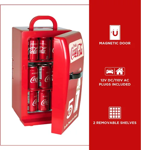 Vista 4 de Coca Cola Koolatron, refrigerador retro, Rojo