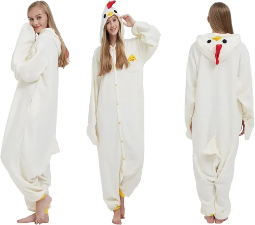 Vista 2 de SimZoo Adult Animal Onesie Pajamas, Men and Women's Animal Cosplay Costume Sleepwear, One-Piece Unisex Homewear