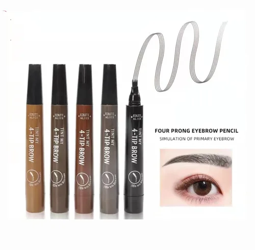 Vista 4 de Lápiz profesional para cejas, impermeable, fácil y fácil de moldear cejas, de larga duración, lápiz de cejas (rojo-marrón)