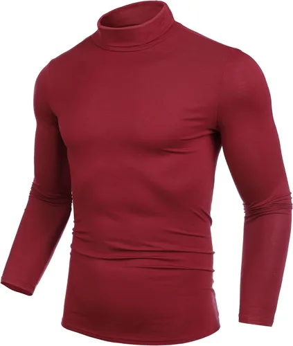 Vista 2 de nine bull Camisetas térmicas casuales para hombre, manga larga, ajustadas, básicas, suaves, ligeras, cuello alto
