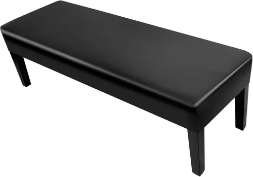 Vista 24 de SearchI Funda elástica para banco de comedor, lavable y duradera, fundas de asiento rectangulares para comedor, sala de estar, cocina (rejilla beige)