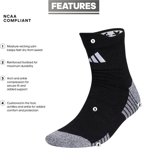 Vista 2 de adidas 5-Star Team - Calcetines acolchados de cuarto alto 2.0 (1 par)