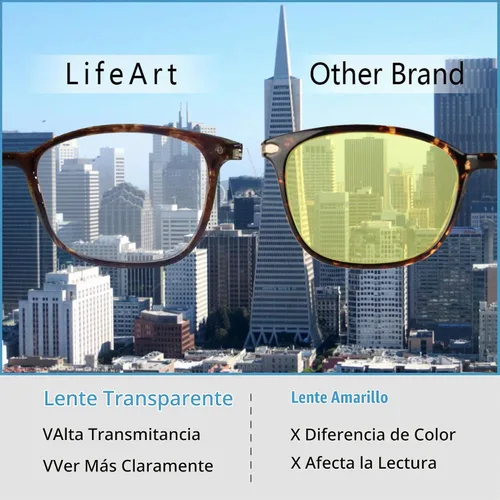 Vista 8 de Anteojos LifeArt con bloqueo de luz azul para leer en la computadora dorado (2530Gold)