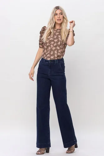 Vista 2 de Fiercely Bella Boutique' Pantalones de cintura alta con dobladillo ancho (estilo 82471)