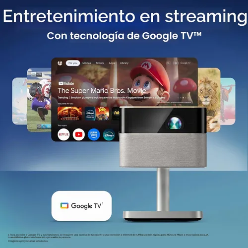Vista 6 de Epson Lifestudio Flex Plus 4K PRO-UHD - Proyector portátil de estilo de vida, 1000 lúmenes de color y brillo blanco, sonido de Bose, Google TV, Gris