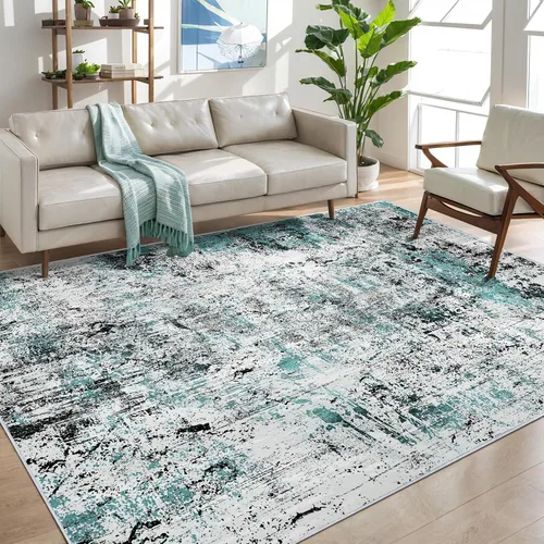 Vista 33 de Ciicool Alfombra moderna abstracta de 2 x 3 pulgadas, lavable, pequeña, antideslizante, de pelo bajo, alfombra de entrada plegable para cocina