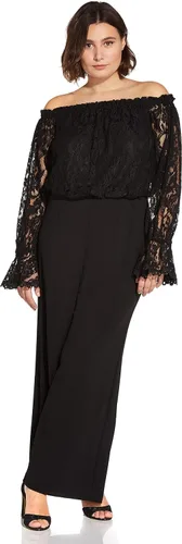 Vista 3 de Adrianna Papell womens Off Shoulder Lace TopCrepe Pant Jumpsuit