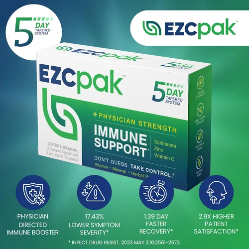 Vista 3 de Suplemento EZC de zinc, equinácea púrpura y vitamina C. Apoyo inmunológico de 5 días, diseñado por médicos, 1, 1