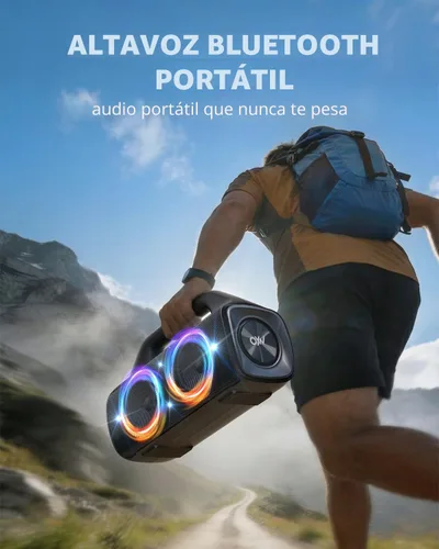 Vista 8 de Altavoz Bluetooth impermeable IP67: 80 W (pico), altavoces inalámbricos portátiles para exteriores con luces LED, tiempo de reproducción de 20
