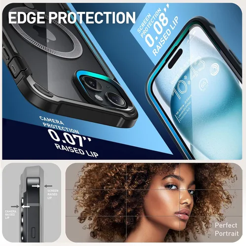 Vista 7 de i-Blason AresMag - Funda protectora transparente para iPhone 15/14/13 de 6.1 pulgadas, compatible con MagSafe, a prueba de golpes, con protector