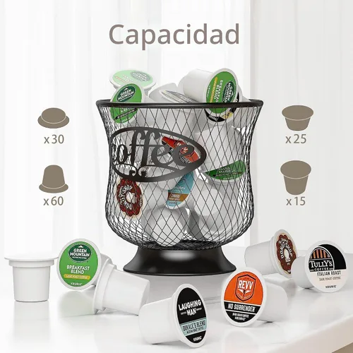 Vista 3 de ITHSKUILL Soporte para cápsulas de café, organizador de tazas K pequeñas, almacenamiento de tazas K para guardar crema de café expreso, fácil