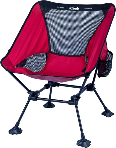 Vista 16 de iClimb Silla de camping ultraligera compacta plegable para playa con pies grandes antihundimiento y soporte de espalda con cuerda