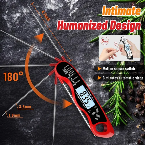 Vista 6 de Termómetro digital de la carne, termómetro impermeable de la comida IP67 Rojo