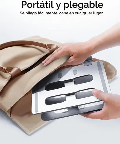 Vista 5 de Soporte ergonómico ajustable para computadora de escritorio, soporte plegable para computadora, atril de aluminio estable, soporte para portátil