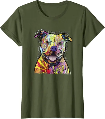 Vista 62 de Beware Of Pit Bulls, Dean Russo Pitbull Original - Camiseta para amantes de los perros, Negro