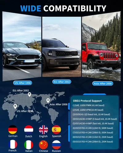 Vista 8 de Escáner OBD2 para automóvil, FIRSTOOL OBD2, herramienta de lector de código de diagnóstico con preparación I/M, probador de batería, luz de control