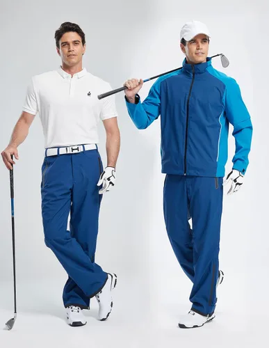 Vista 5 de Pantalones de golf para hombre, impermeables, cómodos, ligeros, transpirables, con bolsillos Azul