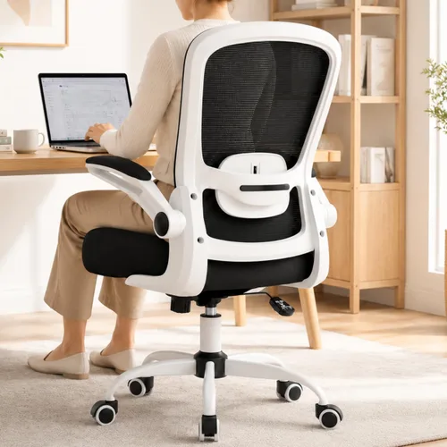 Vista 18 de Silla de oficina ergonómica con lumbar ajustable, reposabrazos abatible Marco negro