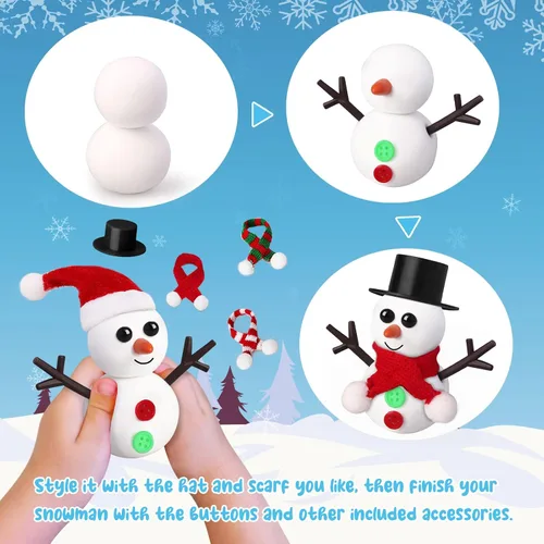 Vista 3 de Paquete de 10 Rellenos de Medias para Niños, Manualidades Navideñas para Niños a Granel, Kit de Manualidades de Muñeco de Nieve Arcilla Modeladora