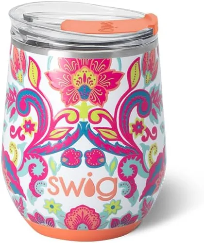 Vista 13 de Swig Life Vaso de vino de 12 onzas con tapa, acero inoxidable, apto para lavavajillas, portátil, triple aislamiento (todos los americanos)