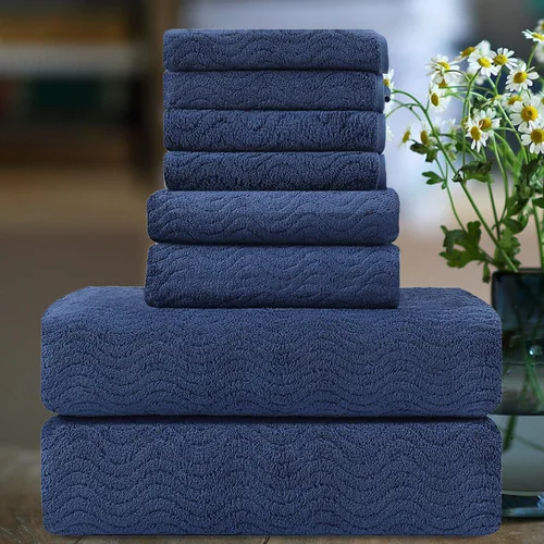Vista 12 de Smuge Juego de toallas de baño texturizadas ultrasuaves de 8 piezas para baño, ducha, piscina, cocina, secado rápido, ligeras y altamente