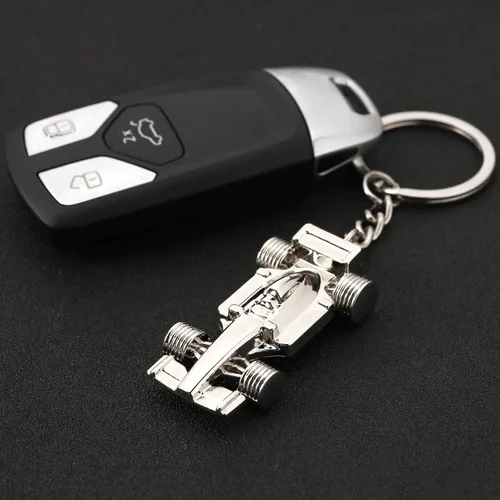 Vista 6 de Create Idea 2 llaveros de coche de carreras F1 de metal Fórmula 1, llavero de coche de carreras, bolso de mano, regalo especial para cumpleaños