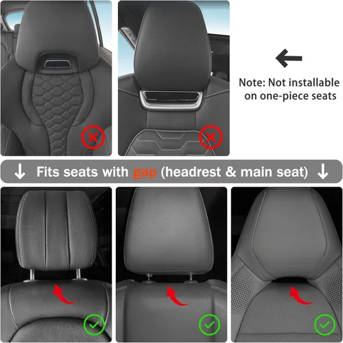 Vista 9 de 2 piezas de almohada de cuello para coche para reposacabezas, cojines de apoyo para asientos de conducción, microfibra de terciopelo, poliéster