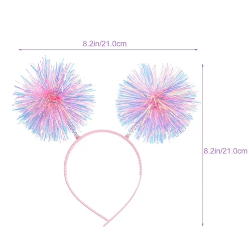 Vista 11 de minkissy Diadema con pompones, diadema de color Bopper, diadema de bola con antena para color azul