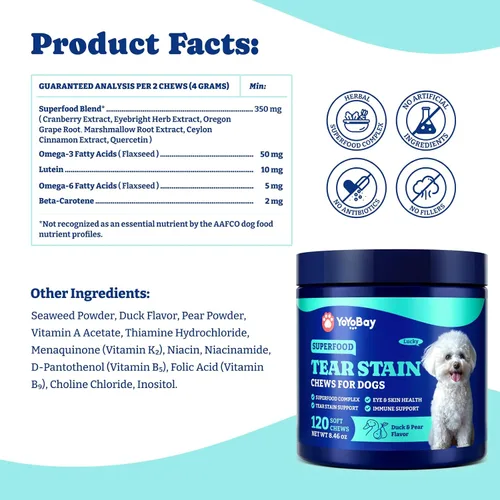 Vista 7 de Masticables de apoyo a las manchas de lágrimas para perros, salud ocular y suplemento inmunológico