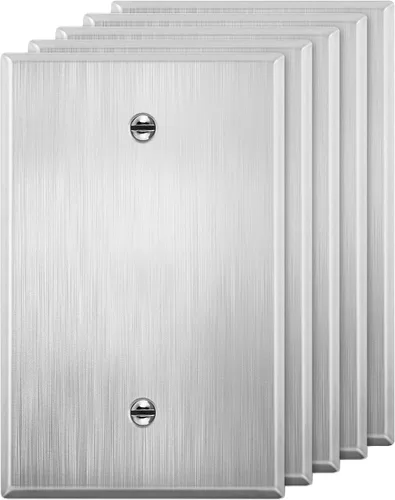Vista 22 de LIDER Placa de Pared de Metal en Blanco, Cubierta de Tomacorriente en Blanco de Acero Inoxidable, Resistente a la Corrosión, Tamaño Mediano 1-Gang