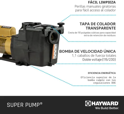 Vista 3 de Hayward W3SP2607X10, Bomba de piscina Super Pump, 1 HP