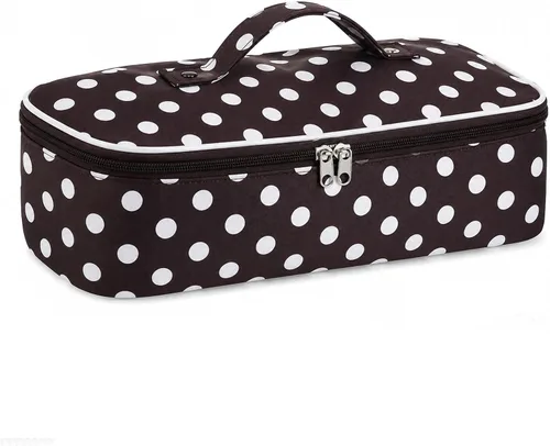 Vista 7 de Elegante bolsa de viaje para herramientas para el cabello con asa para Raya azul claro y rosa