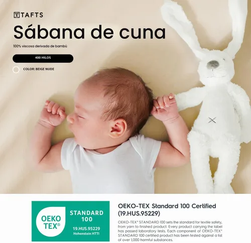 Vista 2 de TAFTS Sábanas de Bambú para Niños y Niñas - Sábanas de Bambú 100% Pura Viscosa Orgánica - Sábanas de Bambú 400TC - 1 pieza - 8" Deep Pocket - Tacto