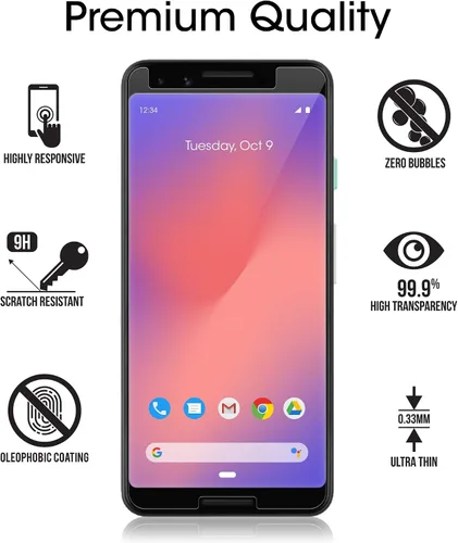 Vista 5 de amFilm Paquete de 3 protectores de pantalla de vidrio templado para Google Pixel 3 (2018)