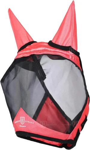 Vista 121 de Harrison Howard Máscara de mosca de caballo luminosa profesional estándar con orejas protección UV para caballo, azul y plateado, pequeño poni Azul