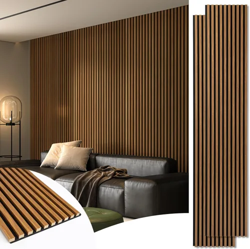 Vista 27 de Art3d Paquete de 2 paneles acústicos de madera de 48 x 24 pulgadas para pared, paneles de listones de madera insonorizados para pared y techo