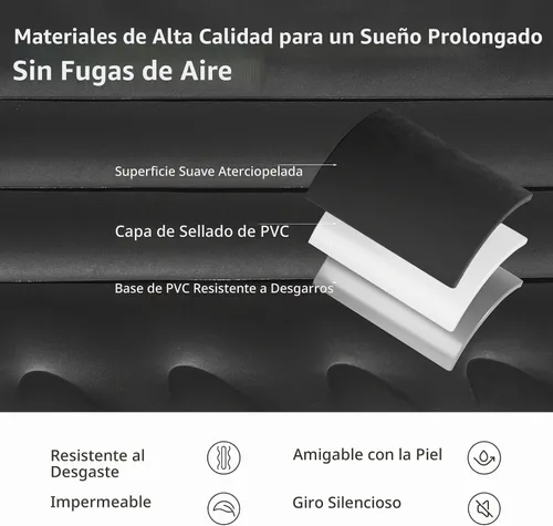 Vista 6 de BEBAS Colchón de aire de coche Cama de asiento trasero de una pieza Negro