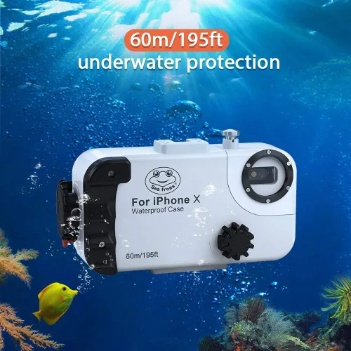 Vista 2 de Funda impermeable para iPhone X/XS 60M/195FT Anillo O submarino Cubierta completa sellada a prueba de nieve a prueba de golpes a prueba de suciedad