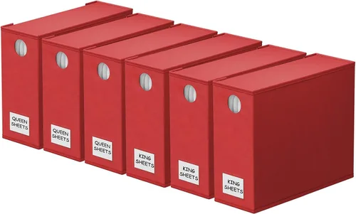 Vista 22 de SpaceAid Paquete de 6 Organizadores y Almacenamiento de Sábanas de Cama, Organizador de Sábanas Plegable con Ventana para Armario de Ropa Blanca